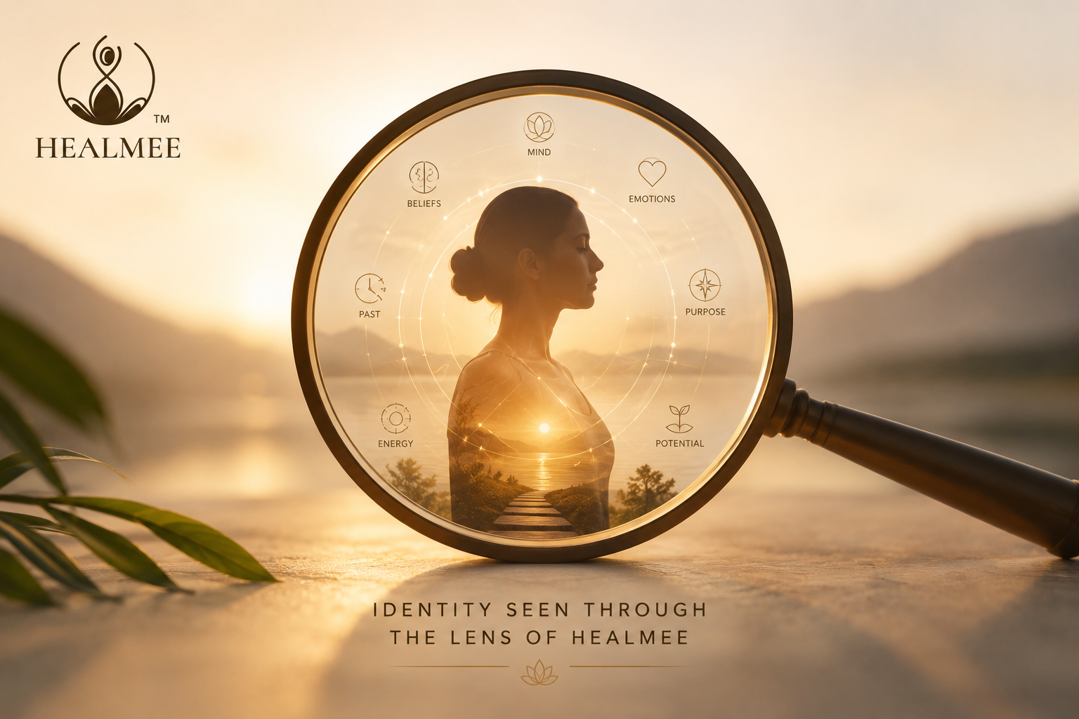 Identity seen through the lens of Healmee, illustrating how beliefs, emotions and self-concept shape personal growth and success.